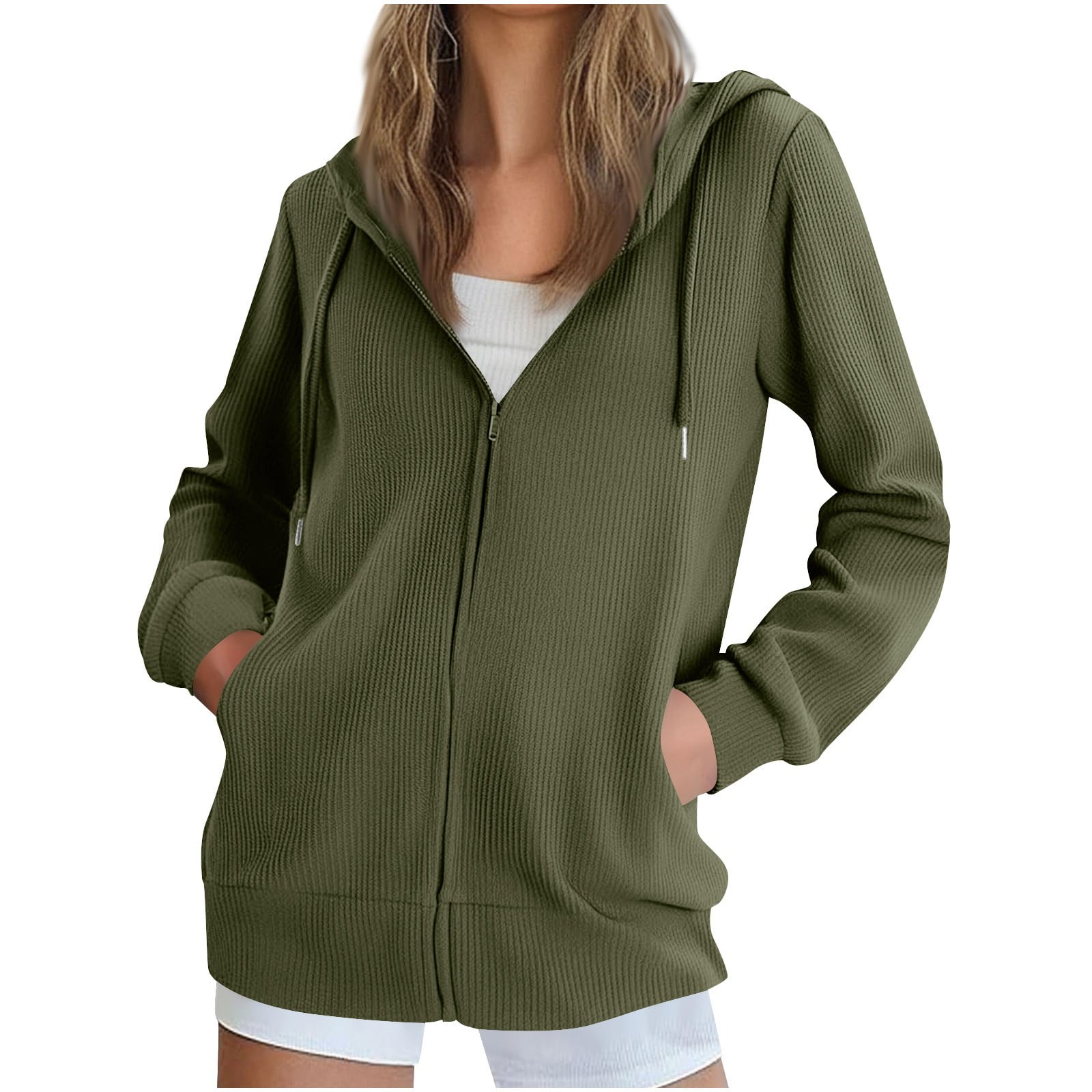 BangWanChi Women's Fall Winter Hoodies Women's Solid Color Hooded Long ...