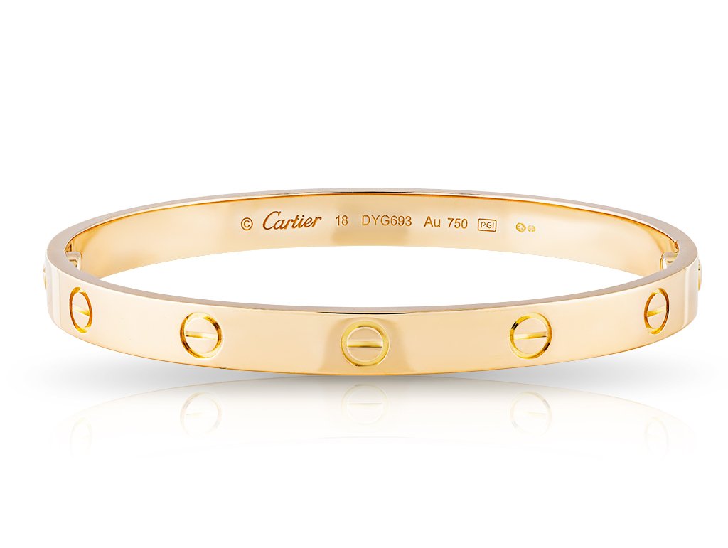 Cartier 18ct Gold Diamond Love Bangle with 240 Diamonds - Bracelets ...